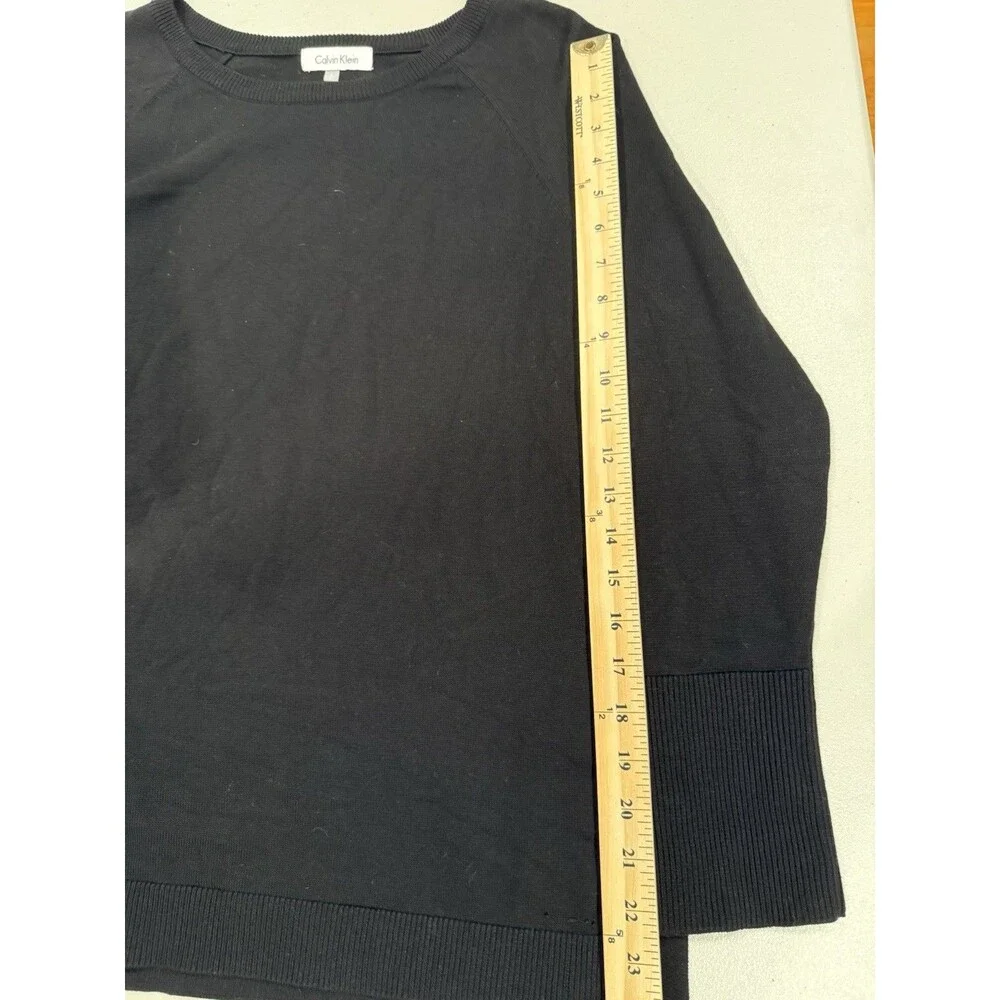 Calvin Klein Sweater Women Small Blk Stretch Travel Minimal Quiet Luxury Capsule